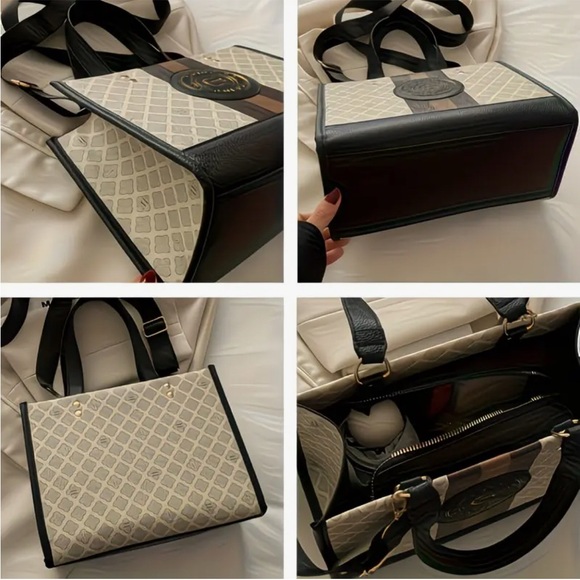 Women's Unbranded Brown and White Large Capacity /Nylon Tote Bag- NIP - Picture 8 of 15